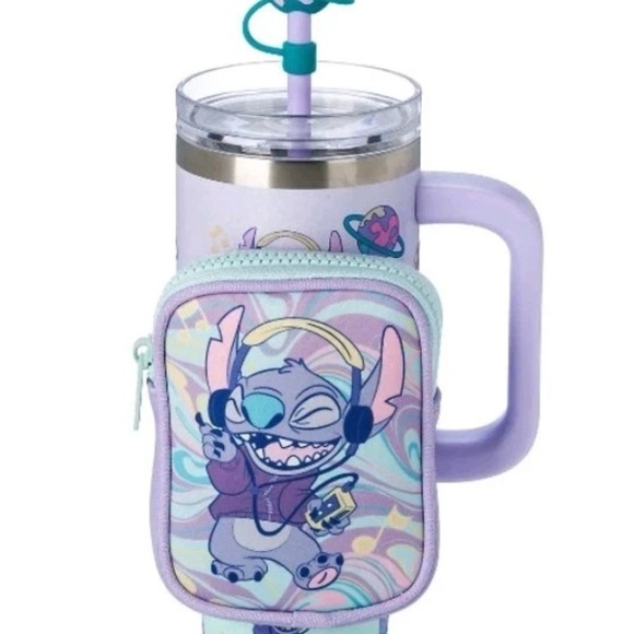 Disney Park Stitch  Stainless Steel Travel Tumblr With Straw Plus ZIP Case 30 Oz - Picture 1 of 5